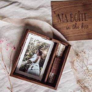 Coffret noyer clé USB 16 g0 + Tirages d'art 10*15 cm